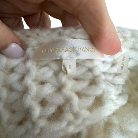 LoveShackFancy Larson Crop Sweater size small Pullover off White Baby Alpaca - Picture 3 of 4
